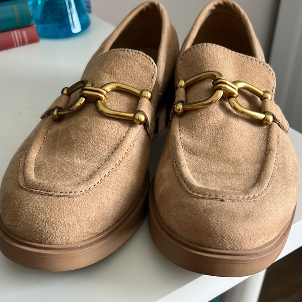 Torrid Suede Loafers with Gold Accent